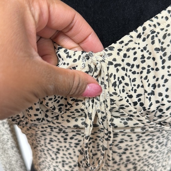 American Eagle Mesh Cropped Corset Top in Cream Black Cheetah Leopard Print XS - Picture 5 of 8